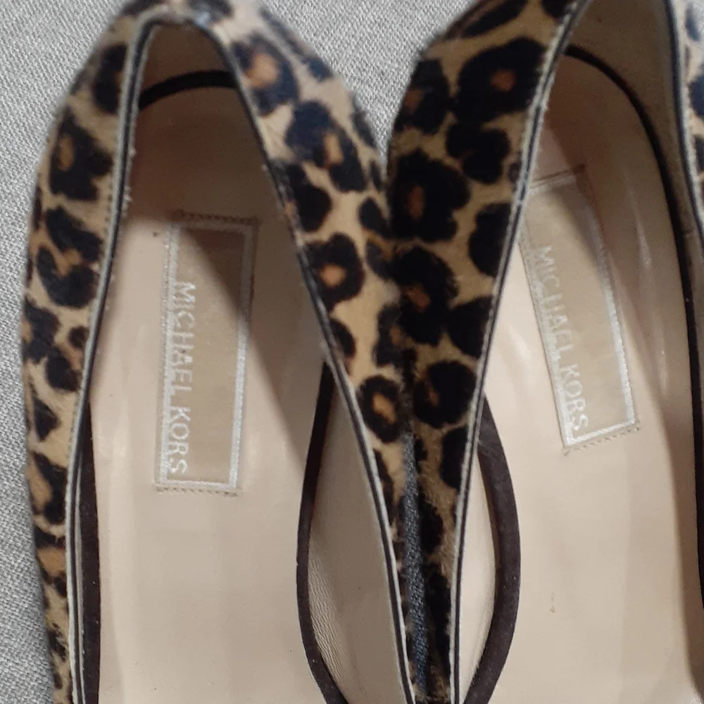 Micheal Michael Kors leopard open toe slipon  heel shoe size 7.5M - Picture 6 of 12